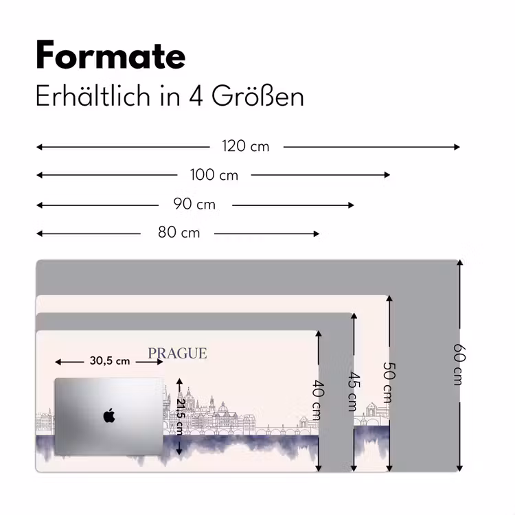 Schreibtischunterlage - Prag – Skyline – Architektur – Blau - Praag - Skyline - Architectuur - Blauw Muismat XXL klein