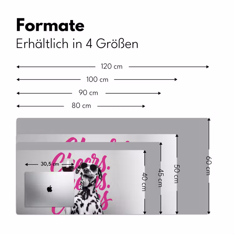 Cheers - Hond - Roze - Wijn Muismat XXL klein -ysfeer5_duits