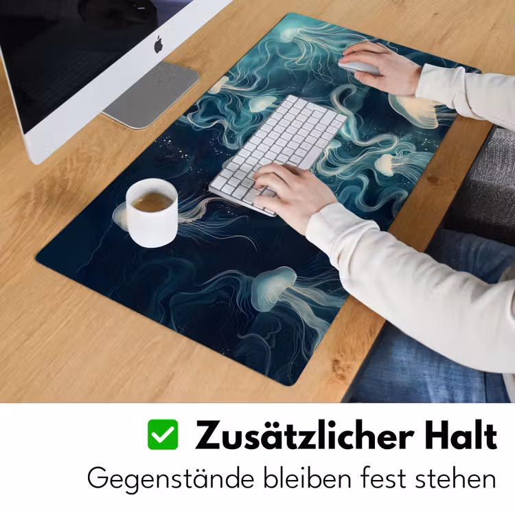 Kwallen - Zee - Wit - Golven Muismat XXL klein -ysfeer3_duits