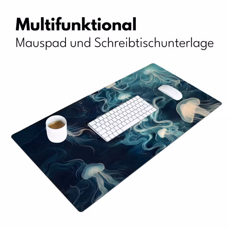 Kwallen - Zee - Wit - Golven Muismat XXL klein -ysfeer4_duits