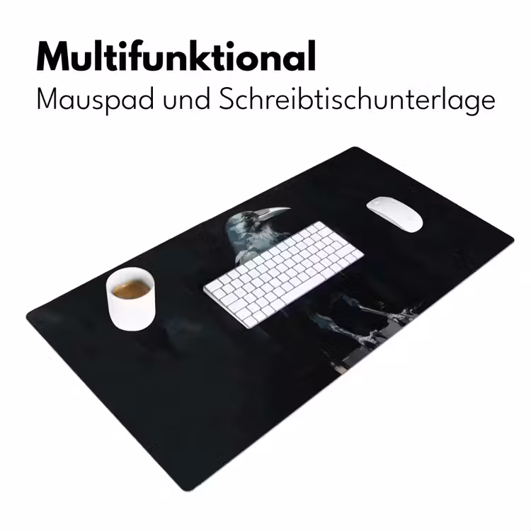 Raaf - Vogels - Zwart Muismat XXL klein -ysfeer4_duits