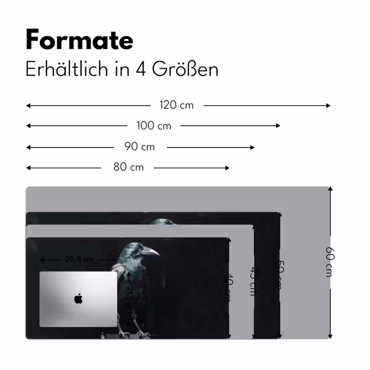 Raaf - Vogels - Zwart Muismat XXL klein -ysfeer5_duits