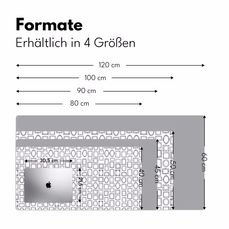 Lijsten - Patroon - Decoratie - Schets - Zwart-wit Muismat XXL klein -ysfeer5_duits