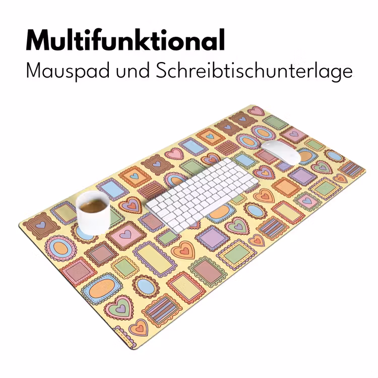 Lijst - Patroon - Hart - Speels - Kleurrijk Muismat XXL klein -ysfeer4_duits