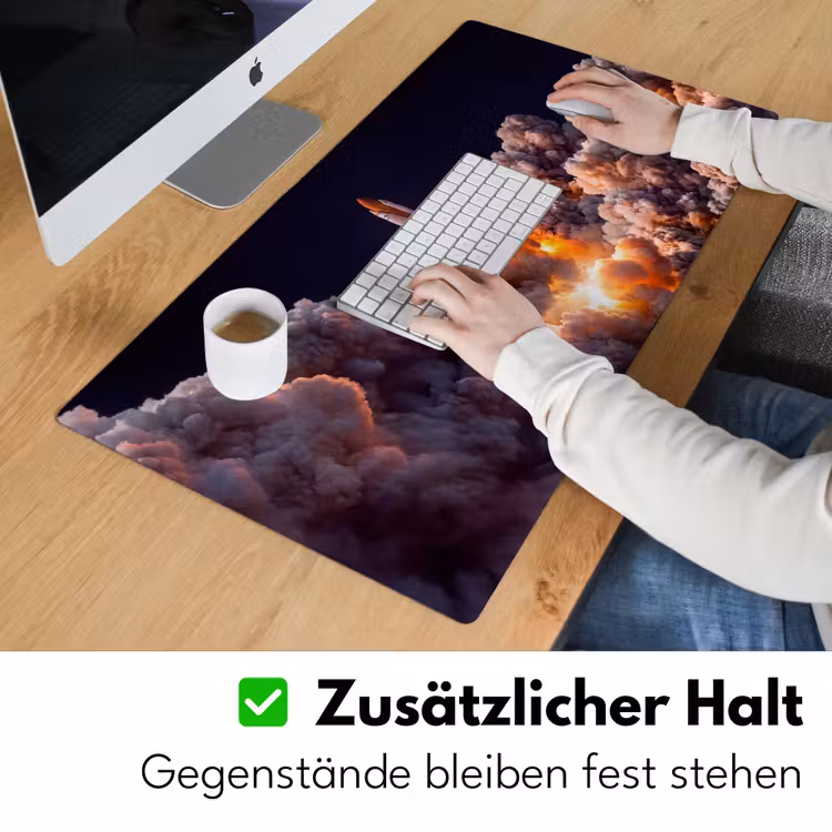 Schreibtischunterlage - Raumfahrzeug – Start – Sterne - Ruimtevaartuig - Lancering - Sterren Muismat XXL klein