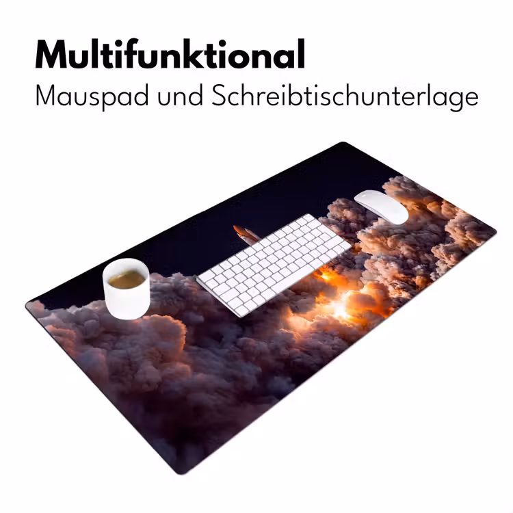 Schreibtischunterlage - Raumfahrzeug – Start – Sterne - Ruimtevaartuig - Lancering - Sterren Muismat XXL klein