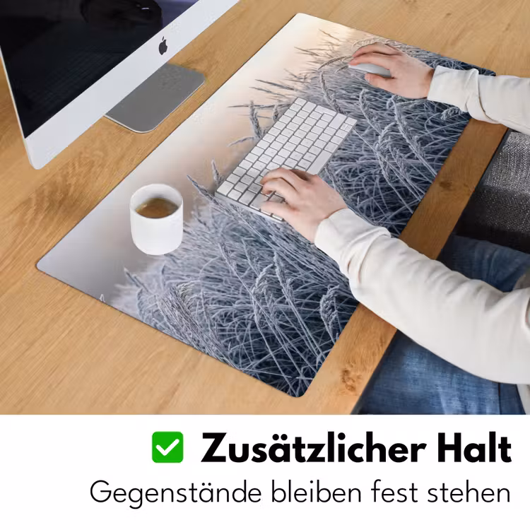 Rijp - Gras - Kristallen - Winter - Minimalistisch Muismat XXL klein -ysfeer3_duits