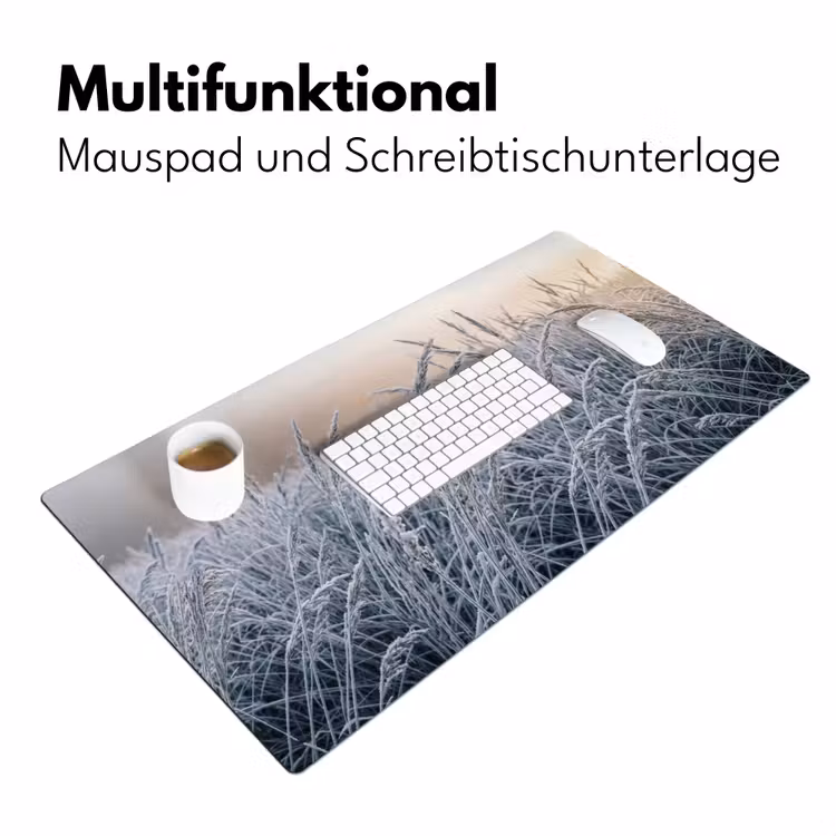 Rijp - Gras - Kristallen - Winter - Minimalistisch Muismat XXL klein -ysfeer4_duits