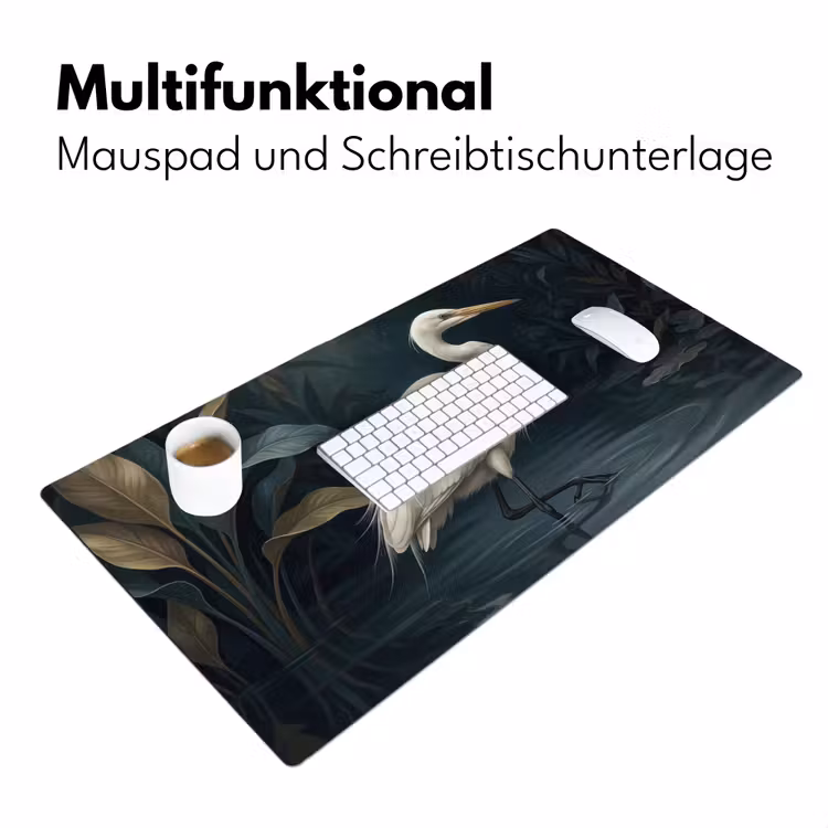 Reiger - Water - Natuur - Modern - Wit Muismat XXL klein -ysfeer4_duits