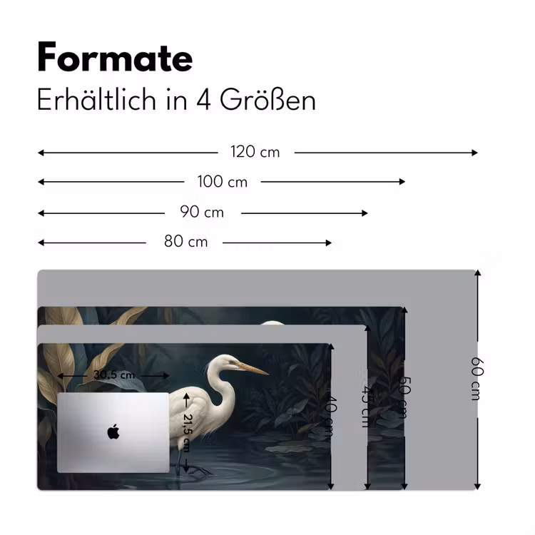 Reiger - Water - Natuur - Modern - Wit Muismat XXL klein -ysfeer5_duits