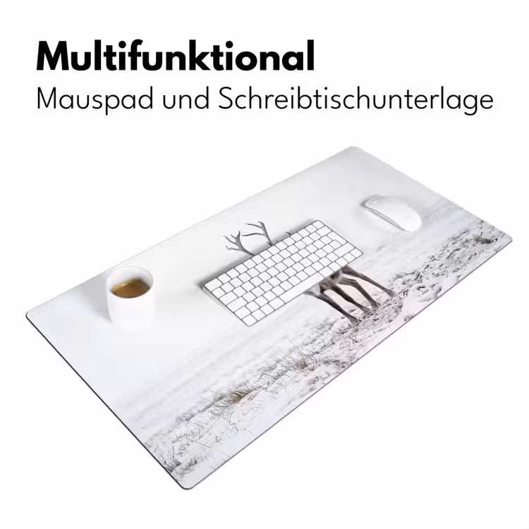 Rendier - Gewei - Sneeuw - Winter Muismat XXL klein -ysfeer4_duits