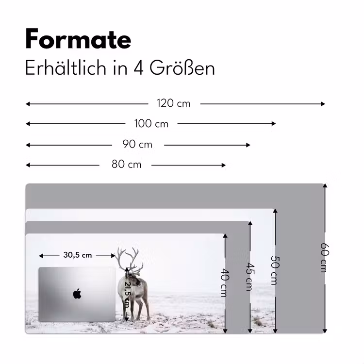 Rendier - Gewei - Sneeuw - Winter Muismat XXL klein -ysfeer5_duits