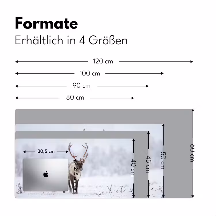Rendier - Gewei - Toendra - Sneeuw - Wild Muismat XXL klein -ysfeer5_duits