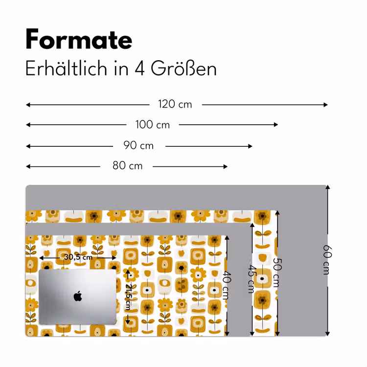 Retro - Abstract - Bloemen - Okergeel Muismat XXL klein 681 -ysfeer5_duits