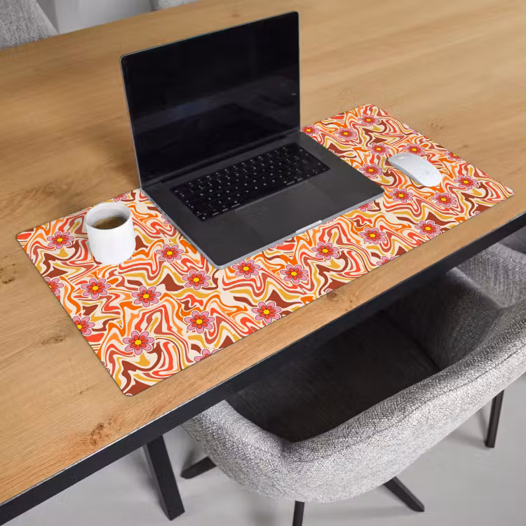 Retro - Bloemen - Patroon Muismat XXL klein 681 -sfeer1
