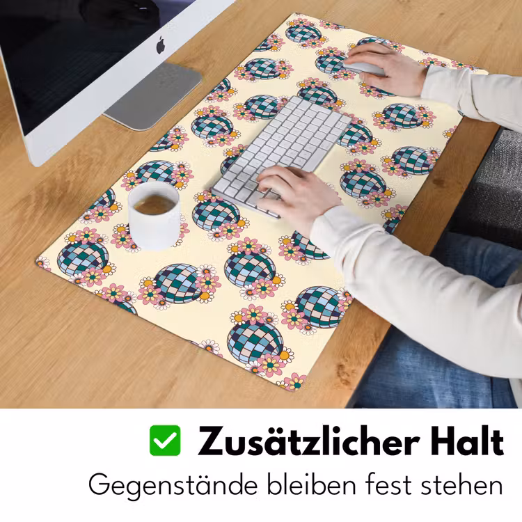 Retro - Disco - Bloemen - Discobal Muismat XXL klein 681 -ysfeer3_duits