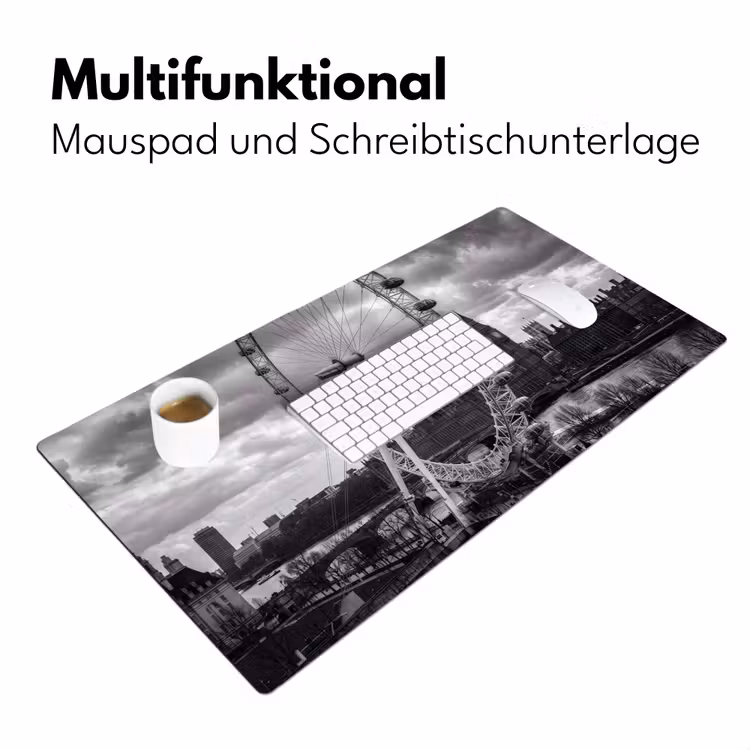 Reuzenrad - Klokkentoren - Architectuur - Zwart-wit - Stad Muismat XXL klein -ysfeer4_duits