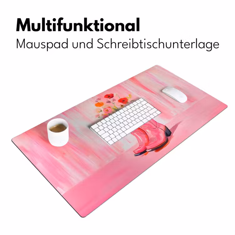 Roze - Bloemen - Cowboy Muismat XXL klein -ysfeer4_duits