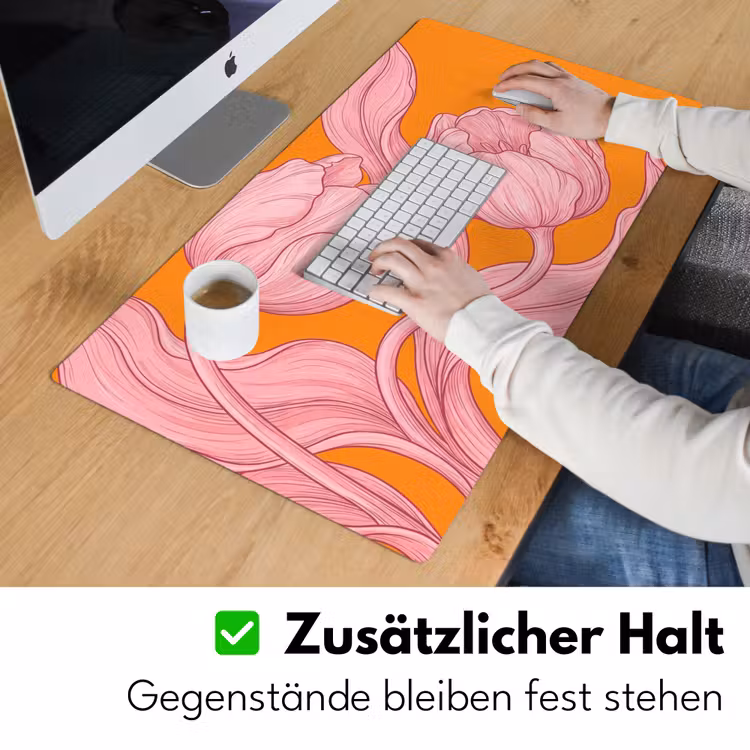 Schreibtischunterlage - Rosa Blumen – Modern - Roze bloemen - Modern Muismat XXL klein