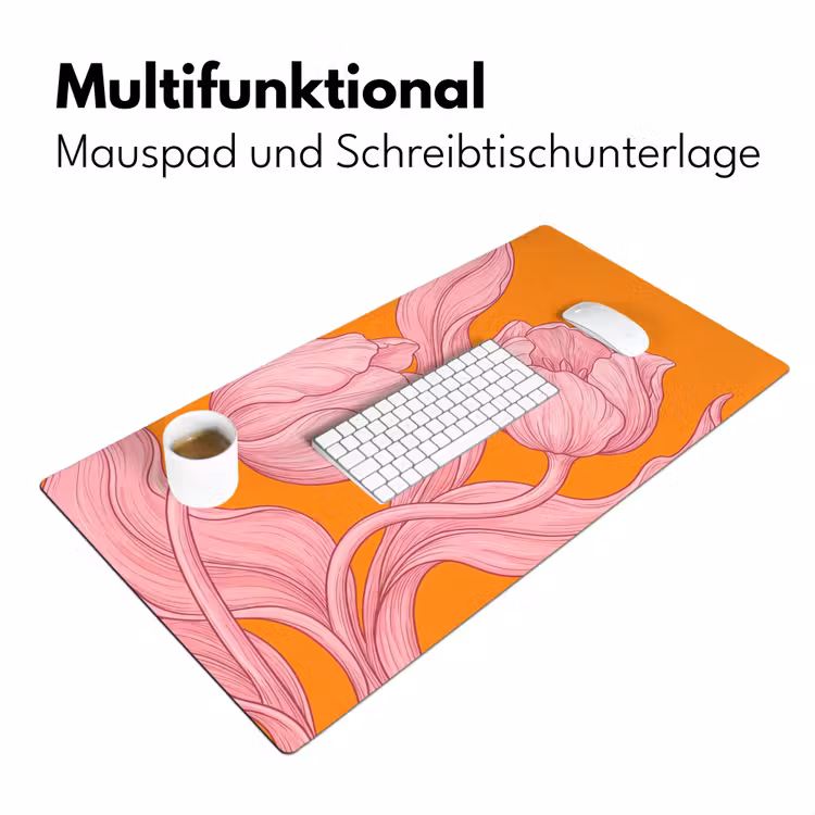 Schreibtischunterlage - Rosa Blumen – Modern - Roze bloemen - Modern Muismat XXL klein