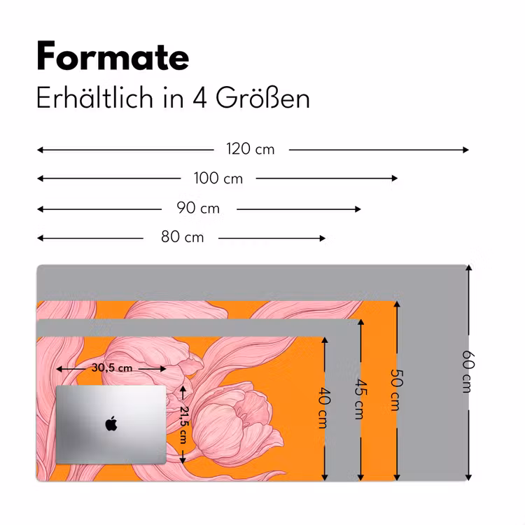 Schreibtischunterlage - Rosa Blumen – Modern - Roze bloemen - Modern Muismat XXL klein
