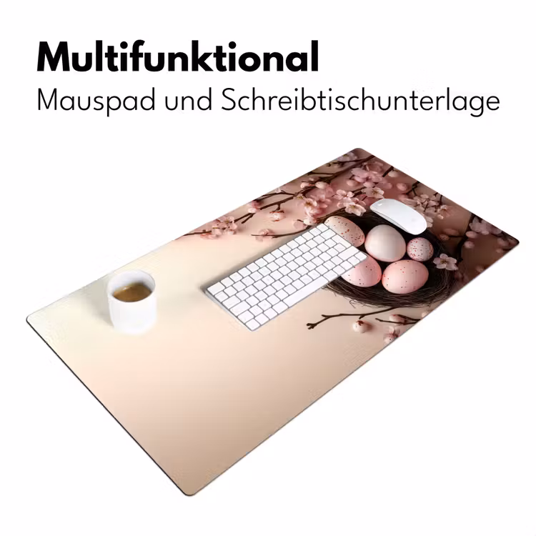 Roze - Bloesems - Eieren Muismat XXL klein -ysfeer4_duits