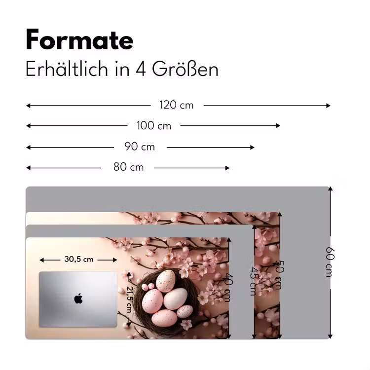 Roze - Bloesems - Eieren Muismat XXL klein -ysfeer5_duits
