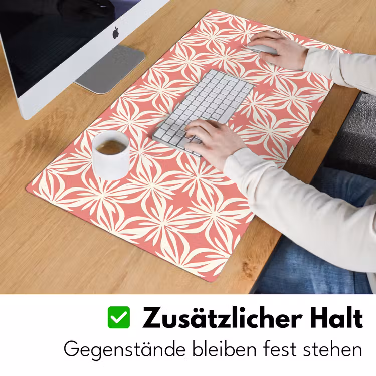 Roze - Bloemenmotief - Wit - Modern Muismat XXL klein 681 -ysfeer3_duits