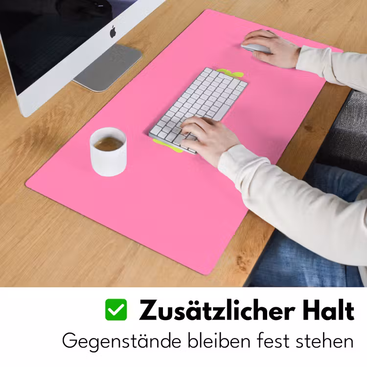 Roze - Groene bonjour - Organisch Muismat XXL klein -ysfeer3_duits