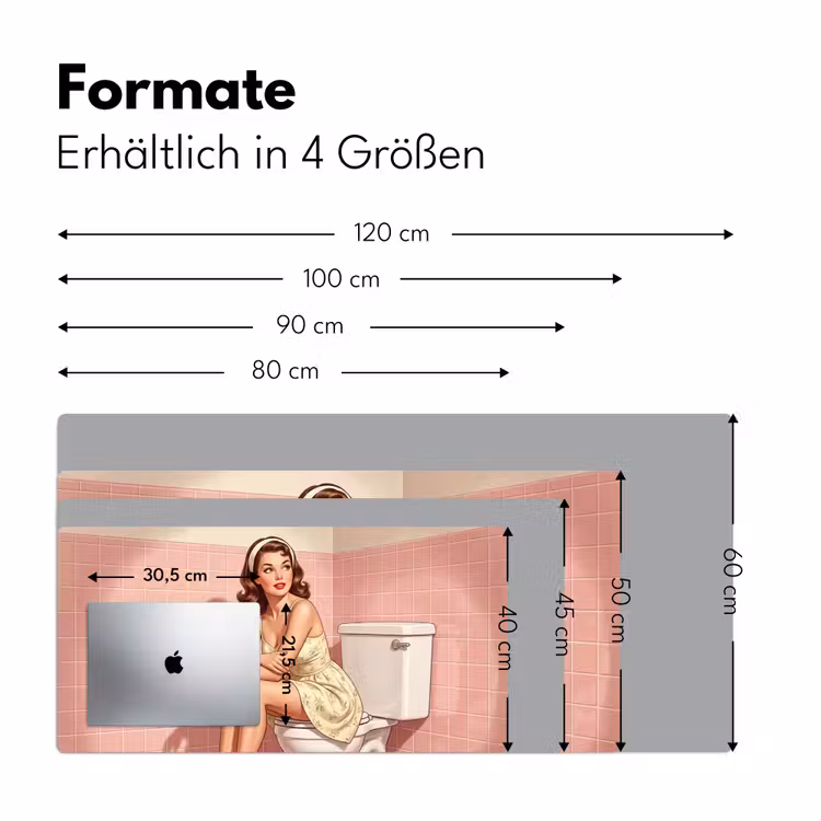 Roze - Retro - Vrouw Muismat XXL klein -ysfeer5_duits