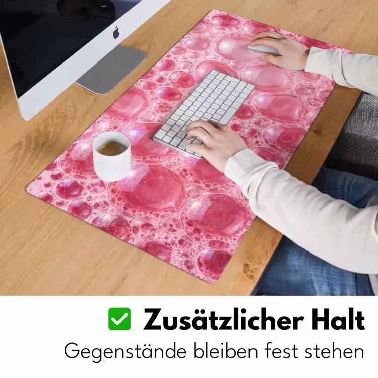 Roze - Schuim - Bubbels Muismat XXL klein -ysfeer3_duits