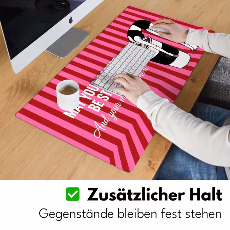 Roze - Strepen - Koffie - Maandag Muismat XXL klein -ysfeer3_duits