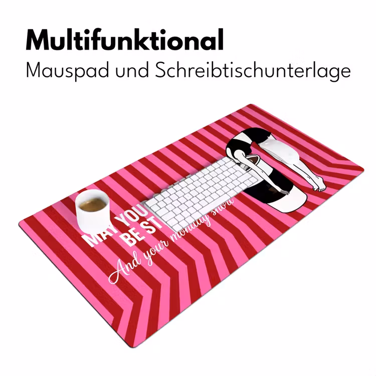 Roze - Strepen - Koffie - Maandag Muismat XXL klein -ysfeer4_duits