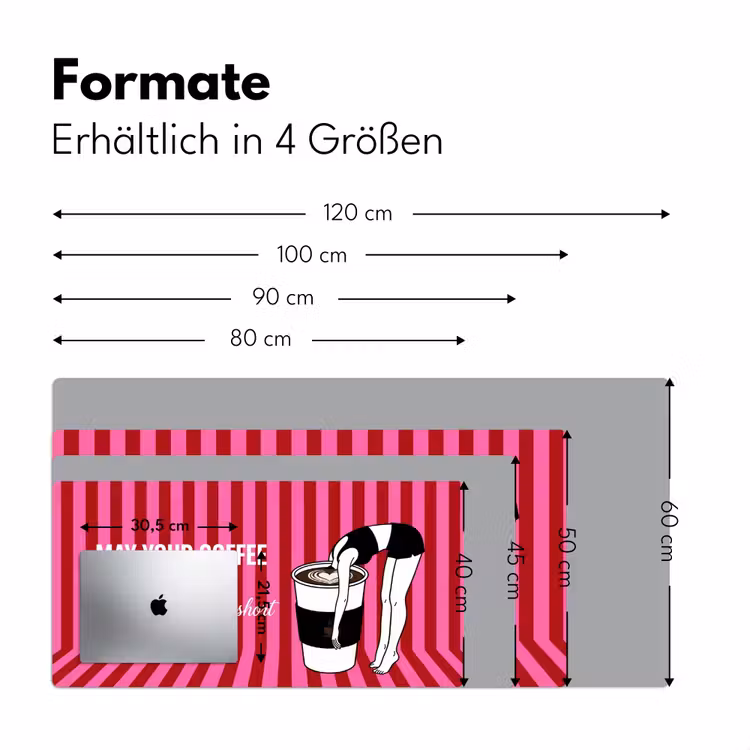Roze - Strepen - Koffie - Maandag Muismat XXL klein -ysfeer5_duits