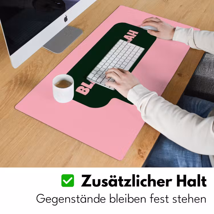 Roze - Tekstwolk - Groen - BLAH BLAH BLAH Muismat XXL klein -ysfeer3_duits