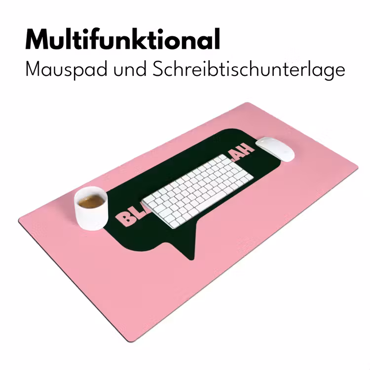 Roze - Tekstwolk - Groen - BLAH BLAH BLAH Muismat XXL klein -ysfeer4_duits