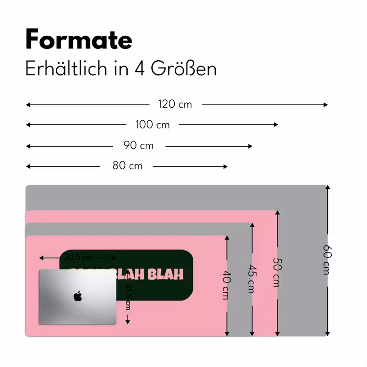 Roze - Tekstwolk - Groen - BLAH BLAH BLAH Muismat XXL klein -ysfeer5_duits