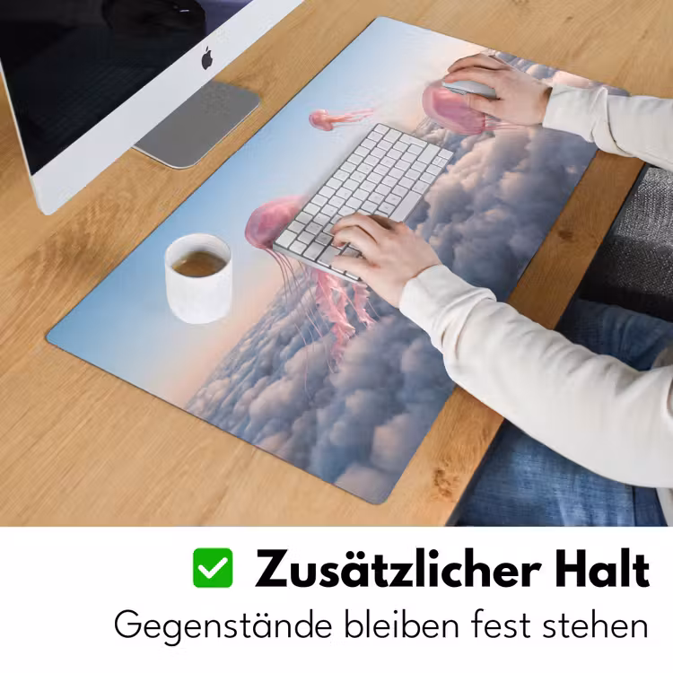 Schreibtischunterlage - Rosa Tier – Wolken - Roze dier - Wolken Muismat XXL klein