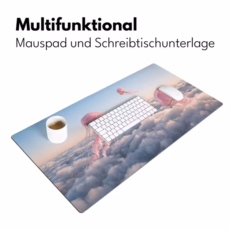 Schreibtischunterlage - Rosa Tier – Wolken - Roze dier - Wolken Muismat XXL klein