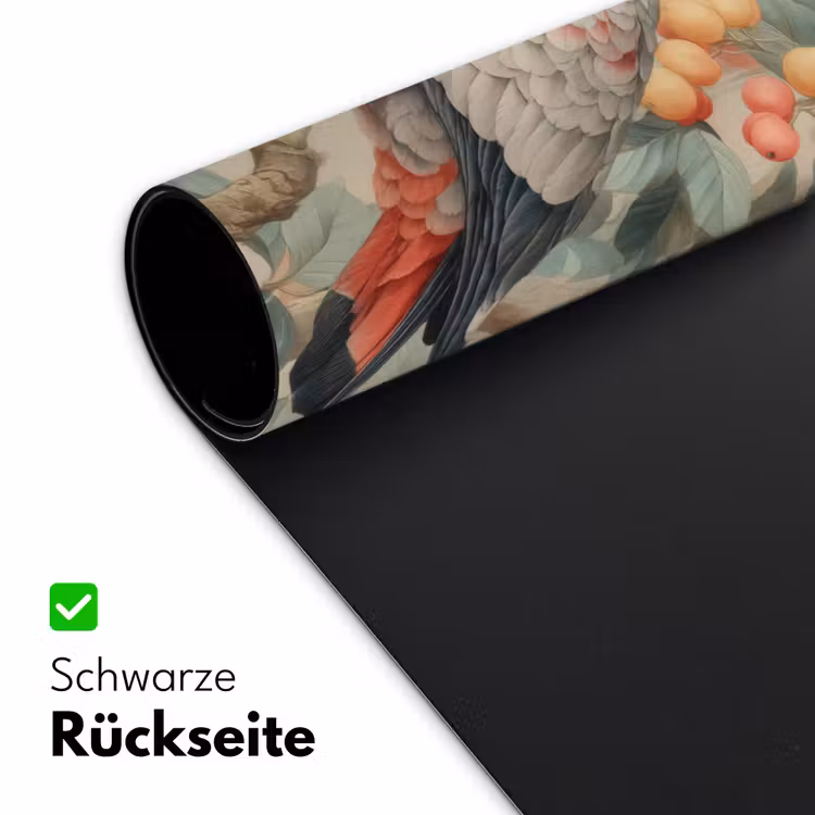 Roze kuifkaketoe - Tak met vruchten - Bladeren Muismat XXL klein -ysfeer2_duits