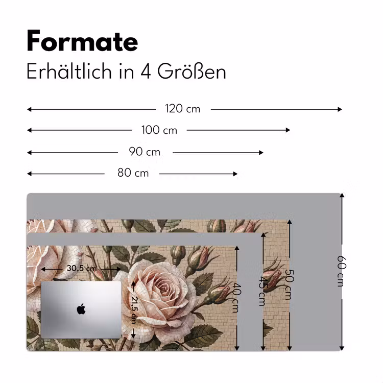 Roos - Mozaïek - Bloemen - Klassiek - Beige Muismat XXL klein -ysfeer5_duits
