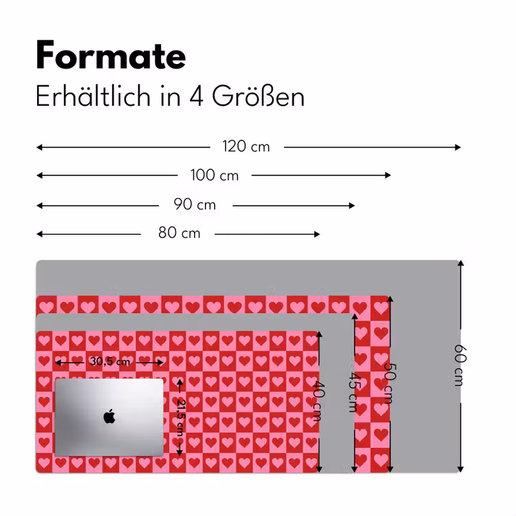 Rood - Roze - Schaakbord - Valentijn Muismat XXL klein -ysfeer5_duits