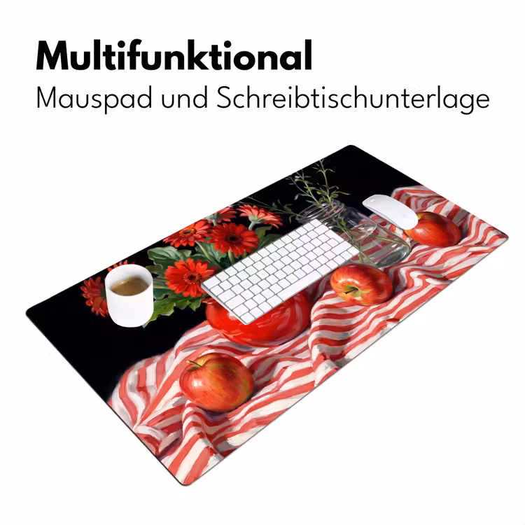 Schreibtischunterlage - Rote Blumen – Vase - Rode bloemen - Vaas Muismat XXL klein