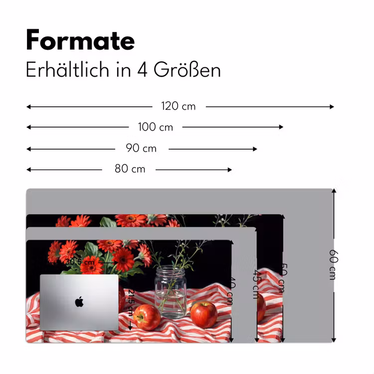 Schreibtischunterlage - Rote Blumen – Vase - Rode bloemen - Vaas Muismat XXL klein