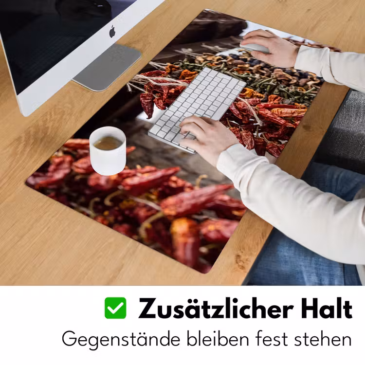Schreibtischunterlage - Rote Chilischoten – Essen - Rode pepers - Eten Muismat XXL klein