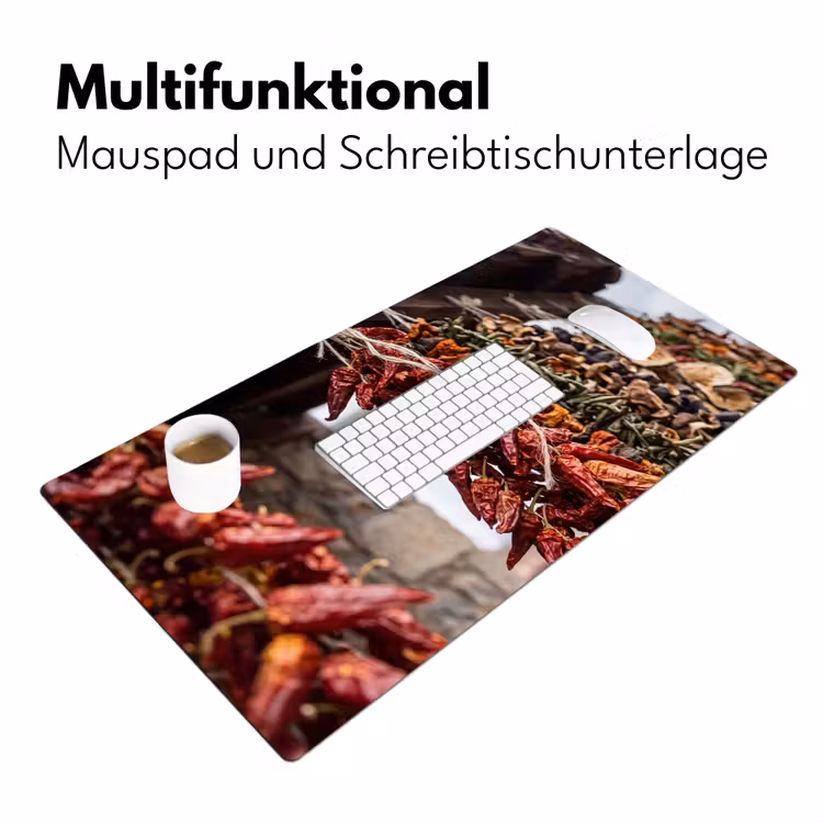 Schreibtischunterlage - Rote Chilischoten – Essen - Rode pepers - Eten Muismat XXL klein
