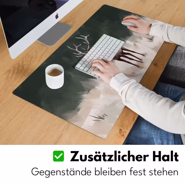 Edelhert - Gewei - Schildering - Rustiek Muismat XXL klein -ysfeer3_duits