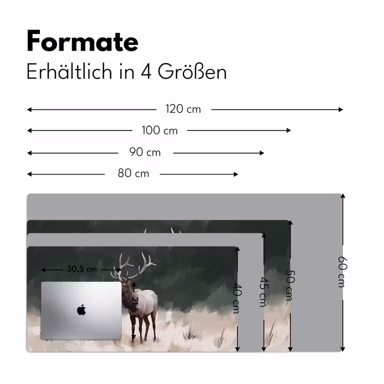 Edelhert - Gewei - Schildering - Rustiek Muismat XXL klein -ysfeer5_duits