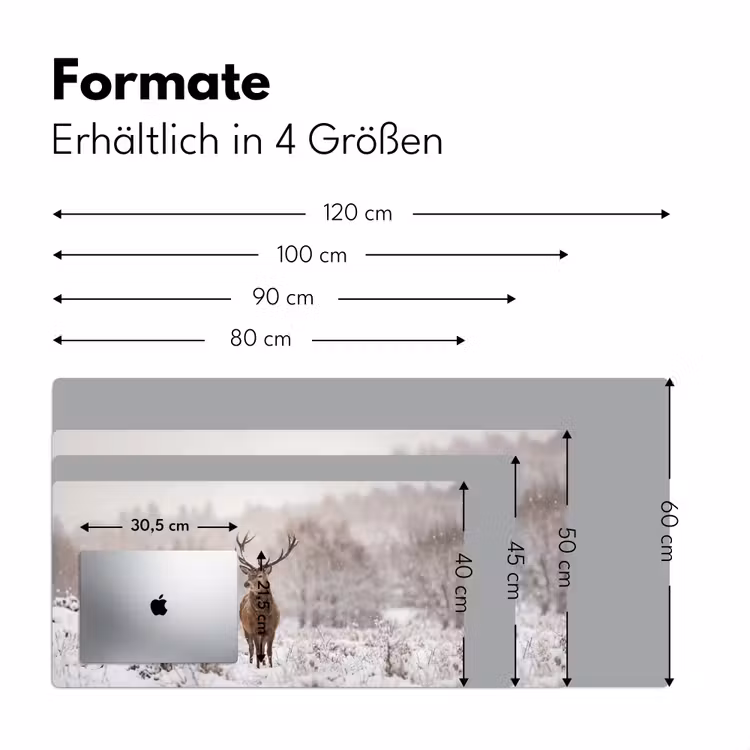 Edelhert - Bos - Sneeuw - Winter - Majestueus Muismat XXL klein -ysfeer5_duits
