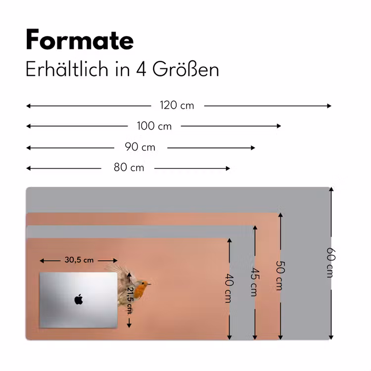 Roodborst - Natuur - Roze Muismat XXL klein -ysfeer5_duits